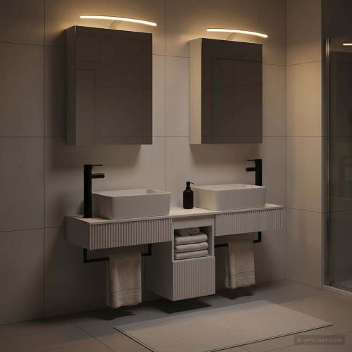 Комплект шкафове за баня 5 pcs Бяло 50 x 14,5 x 70 см