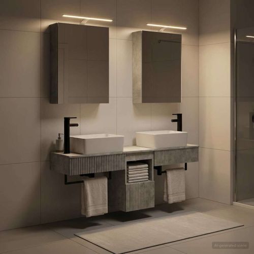 Комплект шкафове за баня 5 pcs Бетонно сиво 50 x 14,5 x 70 см