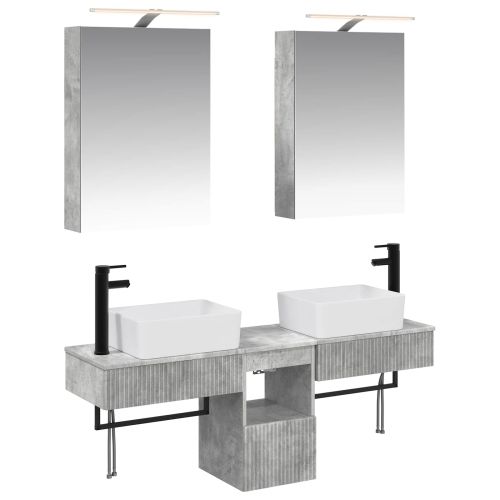 Комплект шкафове за баня 5 pcs Бетонно сиво 50 x 14,5 x 70 см