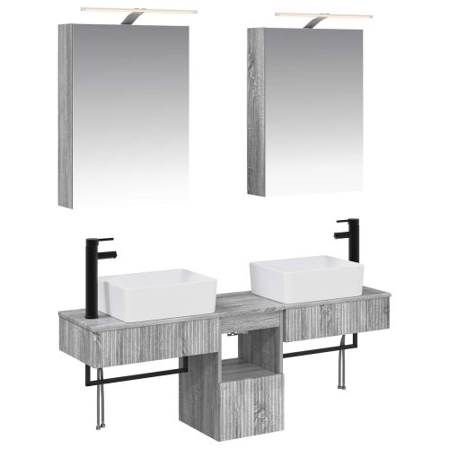 Комплект шкафове за баня 5 pcs Сив Сонома 50 x 14,5 x 70 см