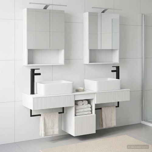 Комплект шкафове за баня 5 pcs Бяло 50 x 14,5 x 70 см