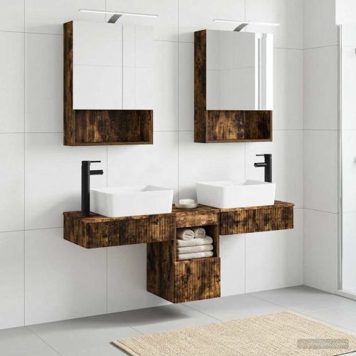 Комплект шкафове за баня 5 pcs Опушен дъб 50 x 14,5 x 70 см