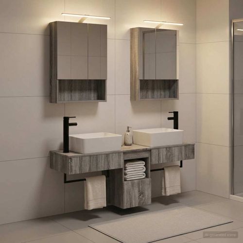 Комплект шкафове за баня 5 pcs Сив Сонома 50 x 14,5 x 70 см