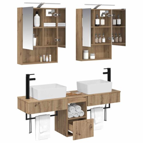 Комплект шкафове за баня 5 pcs Дъб артизан 50 x 14,5 x 70 см