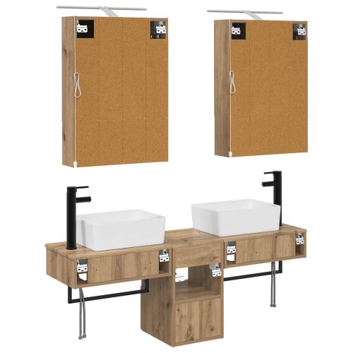 Комплект шкафове за баня 5 pcs Дъб артизан 50 x 14,5 x 70 см
