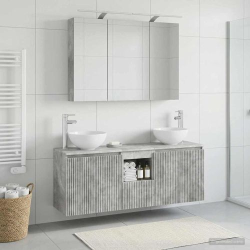 Комплект шкафове за баня 4 pcs Бетонно сиво 100 x 14,5 x 70 см