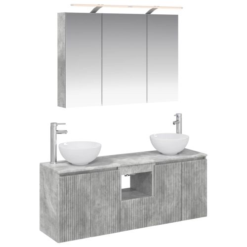 Комплект шкафове за баня 4 pcs Бетонно сиво 100 x 14,5 x 70 см