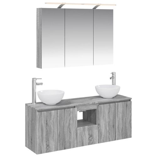 Комплект шкафове за баня 4 pcs Сив Сонома 100 x 14,5 x 70 см