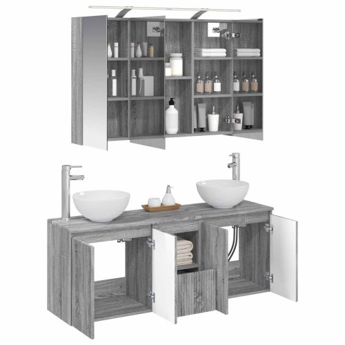Комплект шкафове за баня 4 pcs Сив Сонома 100 x 14,5 x 70 см