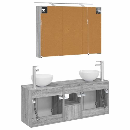 Комплект шкафове за баня 4 pcs Сив Сонома 100 x 14,5 x 70 см