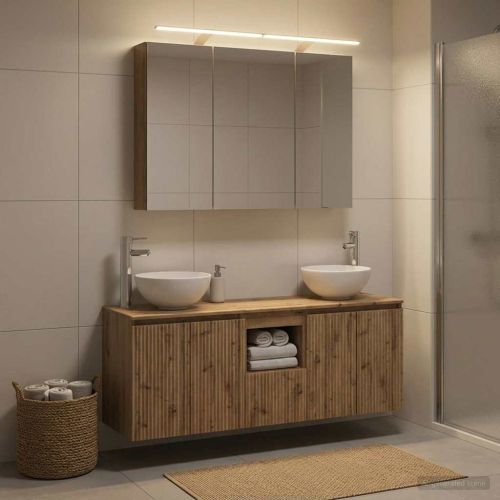 Комплект шкафове за баня 4 pcs Дъб артизан 100 x 14,5 x 70 см