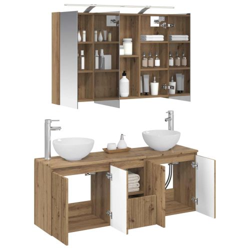 Комплект шкафове за баня 4 pcs Дъб артизан 100 x 14,5 x 70 см