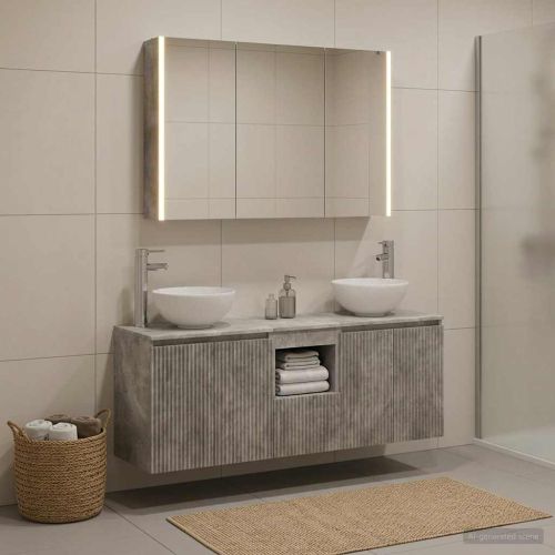 Комплект шкафове за баня 4 pcs Бетонно сиво
