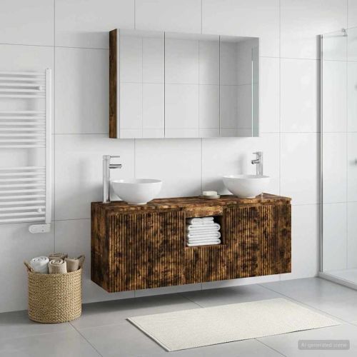 Комплект шкафове за баня 4 pcs Опушен дъб 103,5 x 15,5 x 70 см