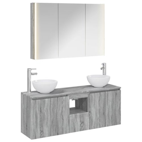 Комплект шкафове за баня 4 pcs Сив Сонома 103,5 x 15,5 x 70 см