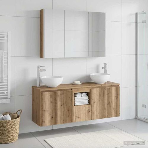Комплект шкафове за баня 4 pcs Дъб артизан 103,5 x 15,5 x 70 см