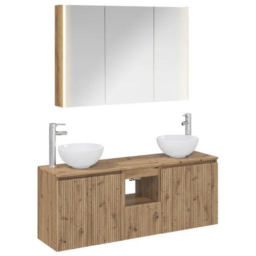 Комплект шкафове за баня 4 pcs Дъб артизан 103,5 x 15,5 x 70 см