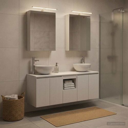 Комплект шкафове за баня 5 pcs Бяло 50 x 14,5 x 70 см