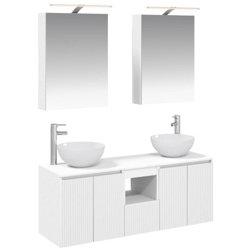 Комплект шкафове за баня 5 pcs Бяло 50 x 14,5 x 70 см