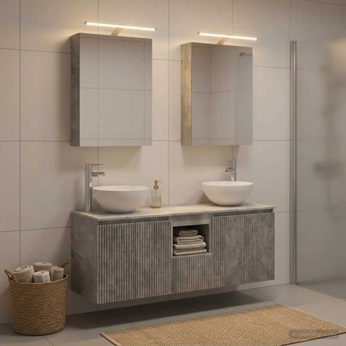 Комплект шкафове за баня 5 pcs Бетонно сиво 50 x 14,5 x 70 см