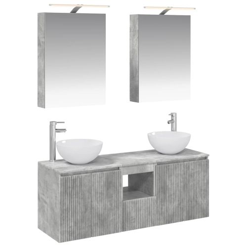 Комплект шкафове за баня 5 pcs Бетонно сиво 50 x 14,5 x 70 см