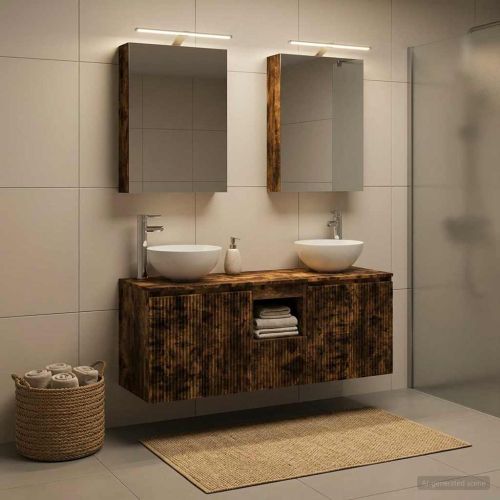 Комплект шкафове за баня 5 pcs Опушен дъб 50 x 14,5 x 70 см