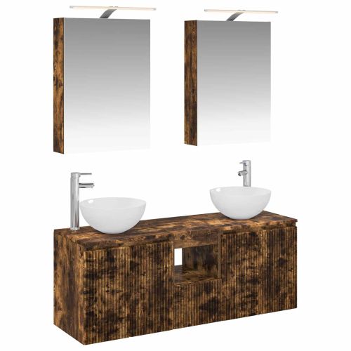 Комплект шкафове за баня 5 pcs Опушен дъб 50 x 14,5 x 70 см