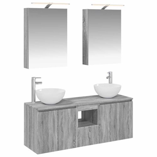Комплект шкафове за баня 5 pcs Сив Сонома 50 x 14,5 x 70 см