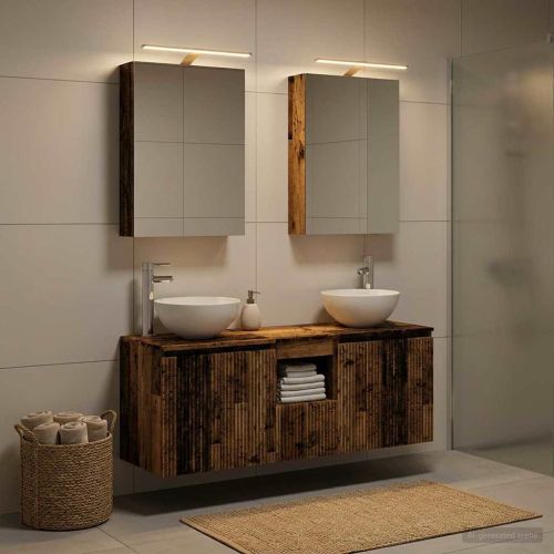 Комплект шкафове за баня 5 pcs Старо дърво 50 x 14,5 x 70 см