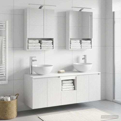 Комплект шкафове за баня 5 pcs Бяло 50 x 14,5 x 70 см