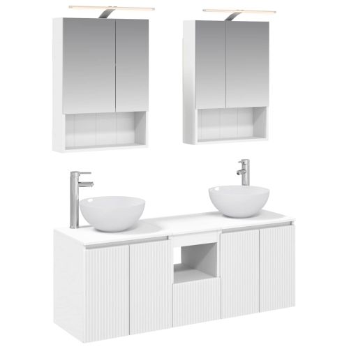 Комплект шкафове за баня 5 pcs Бяло 50 x 14,5 x 70 см