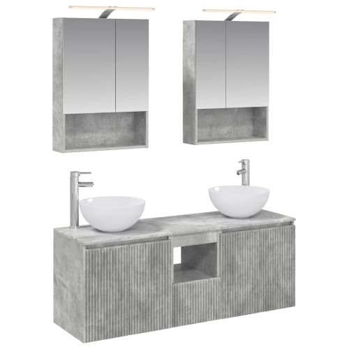 Комплект шкафове за баня 5 pcs Бетонно сиво 50 x 14,5 x 70 см