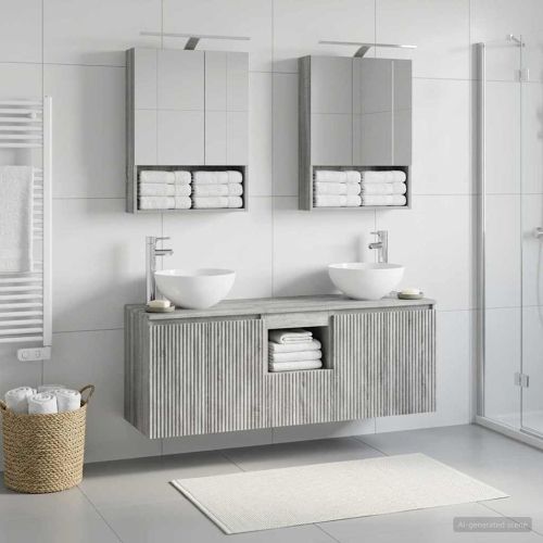 Комплект шкафове за баня 5 pcs Сив Сонома 50 x 14,5 x 70 см