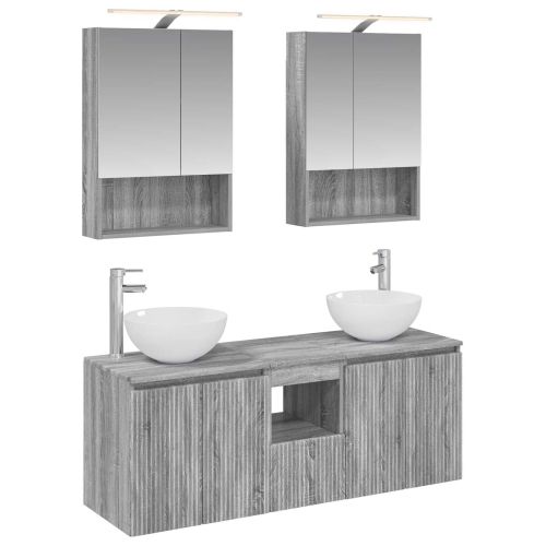 Комплект шкафове за баня 5 pcs Сив Сонома 50 x 14,5 x 70 см