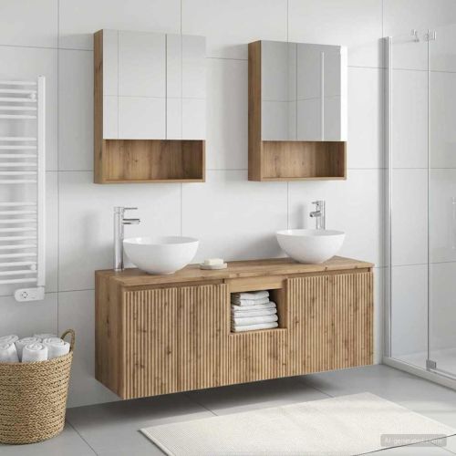Комплект шкафове за баня 5 pcs Дъб артизан 50 x 14,5 x 70 см
