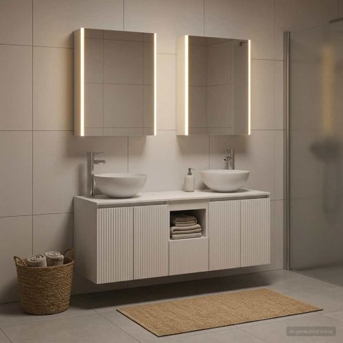 Комплект шкафове за баня 5 pcs Бяло 53 x 15,5 x 70 см