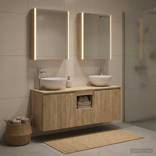 Комплект шкафове за баня 5 pcs Дъб сонома 53 x 15,5 x 70 см