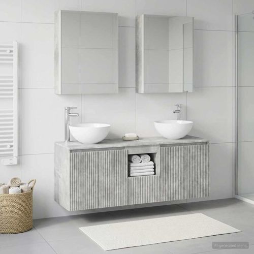 Комплект шкафове за баня 5 pcs Бетонно сиво 53 x 15,5 x 70 см