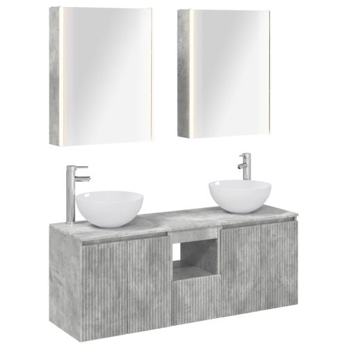 Комплект шкафове за баня 5 pcs Бетонно сиво 53 x 15,5 x 70 см