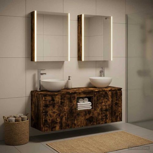 Комплект шкафове за баня 5 pcs Опушен дъб 53 x 15,5 x 70 см