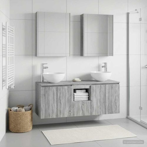 Комплект шкафове за баня 5 pcs Сив Сонома 53 x 15,5 x 70 см