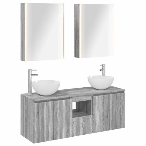 Комплект шкафове за баня 5 pcs Сив Сонома 53 x 15,5 x 70 см