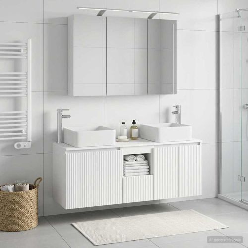 Комплект шкафове за баня 4 pcs Бяло 100 x 14,5 x 70 см