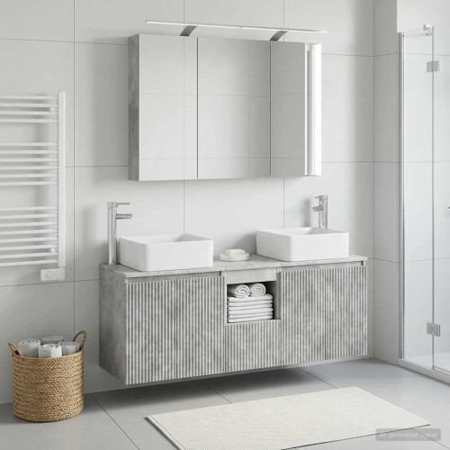 Комплект шкафове за баня 4 pcs Бетонно сиво 100 x 14,5 x 70 см