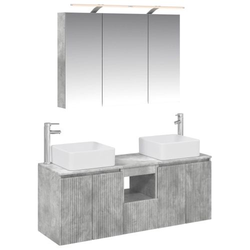 Комплект шкафове за баня 4 pcs Бетонно сиво 100 x 14,5 x 70 см