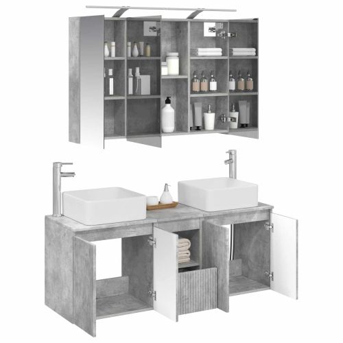 Комплект шкафове за баня 4 pcs Бетонно сиво 100 x 14,5 x 70 см