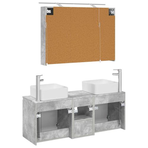 Комплект шкафове за баня 4 pcs Бетонно сиво 100 x 14,5 x 70 см