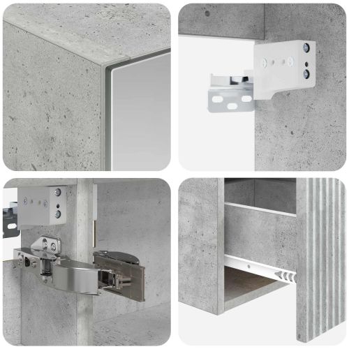 Комплект шкафове за баня 4 pcs Бетонно сиво 100 x 14,5 x 70 см