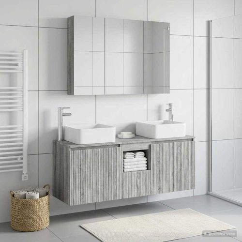 Комплект шкафове за баня 4 pcs Сив Сонома 100 x 14,5 x 70 см