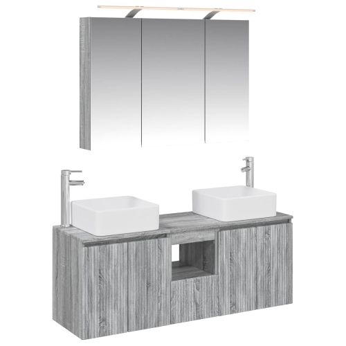 Комплект шкафове за баня 4 pcs Сив Сонома 100 x 14,5 x 70 см